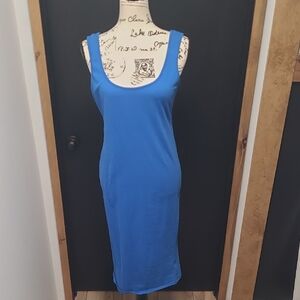 Sleek Bodycon Blue Tank Midi Dress